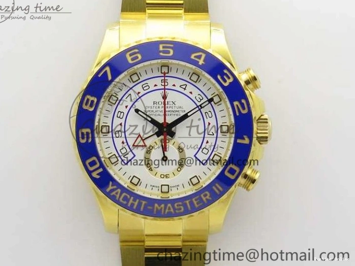 0228 YachtMaster II 116688 YG JF 1:1 Best Edition White Dial Blue Ceramic Bezel On YG Bracelet A Cozy 3577